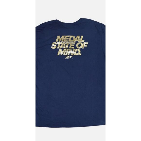 34. Reebok NWT Medal State of Mind Graphic T- Shirt Navy - Picture 3 of 3